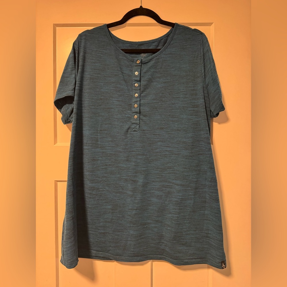 Torrid Happy Camper Women's Short-Sleeve Henley Tunic Top - Teal